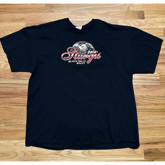 2014 STURGIS MOTORCYCLE RALLY Tee T Shirt Black 2XL Black Hills, S.D - Picture 1 of 8